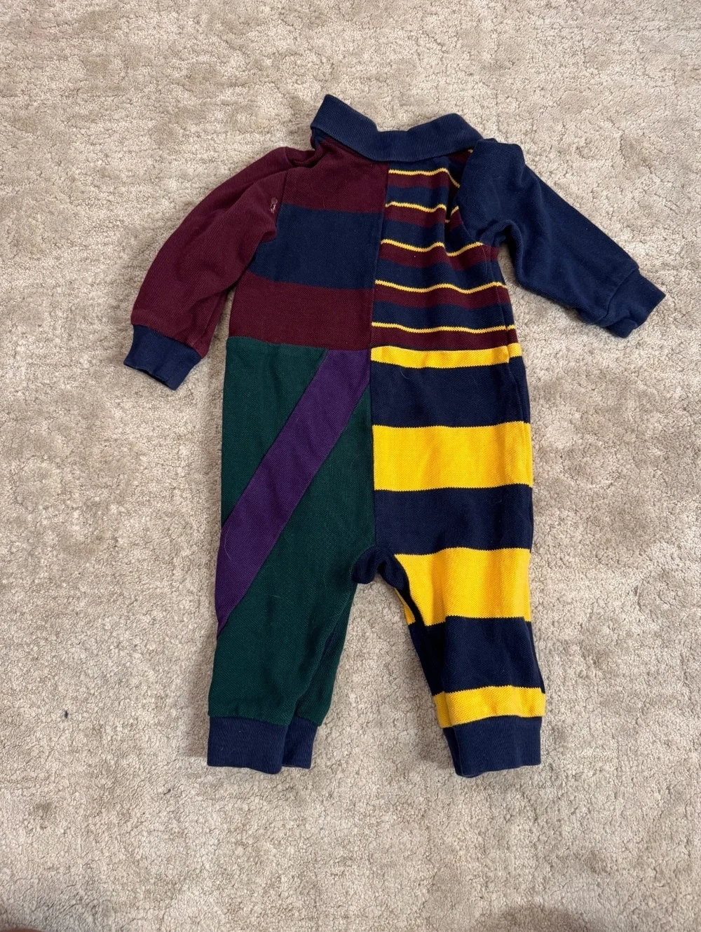 Ralph Lauren Baby Boys Colorblock Polo Romper 6M